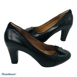 Clarks Artisan Womens 7M Black Leather Pumps Heels
